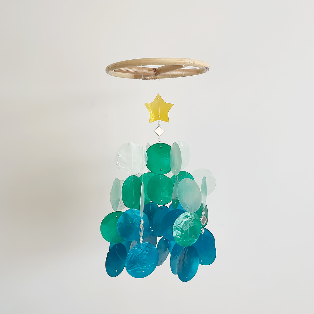 [21USE_0641]산타사무소 거울비즈 크리스마스트리 자개모빌 DIY-KIT_G.틸그린_S